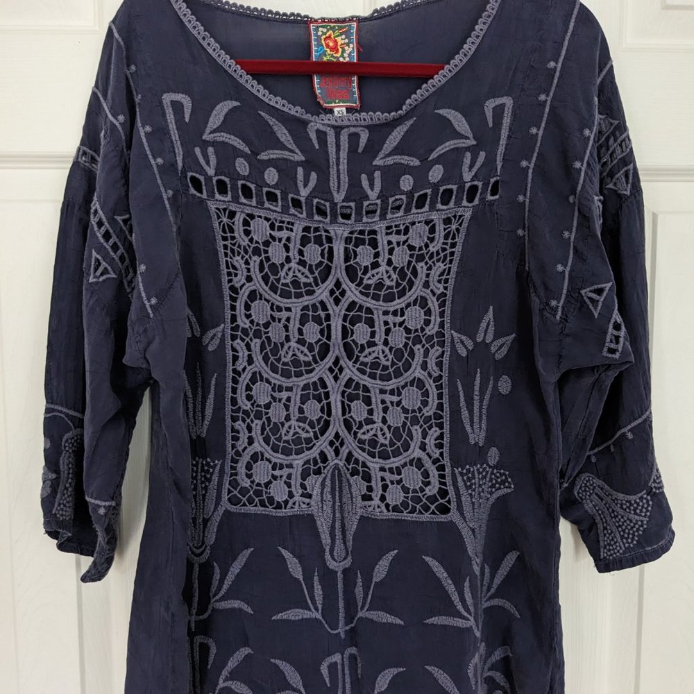 Johnny Was - Embroidered Tunic Top with Lace Panel - Picture 11 of 11